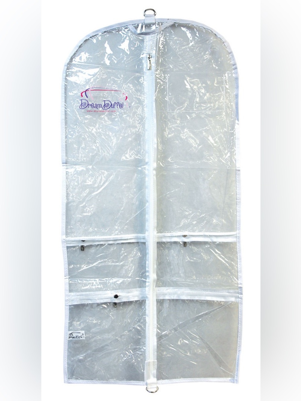 clear gusseted garment bag with fabric trim - dream duffel!
